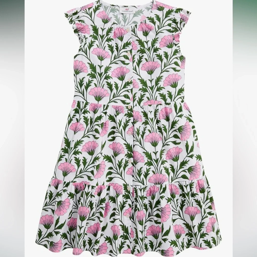 Vineyard Vines Girls' Evie Poplin‎ Shirt Dress Size Medium New With Tags